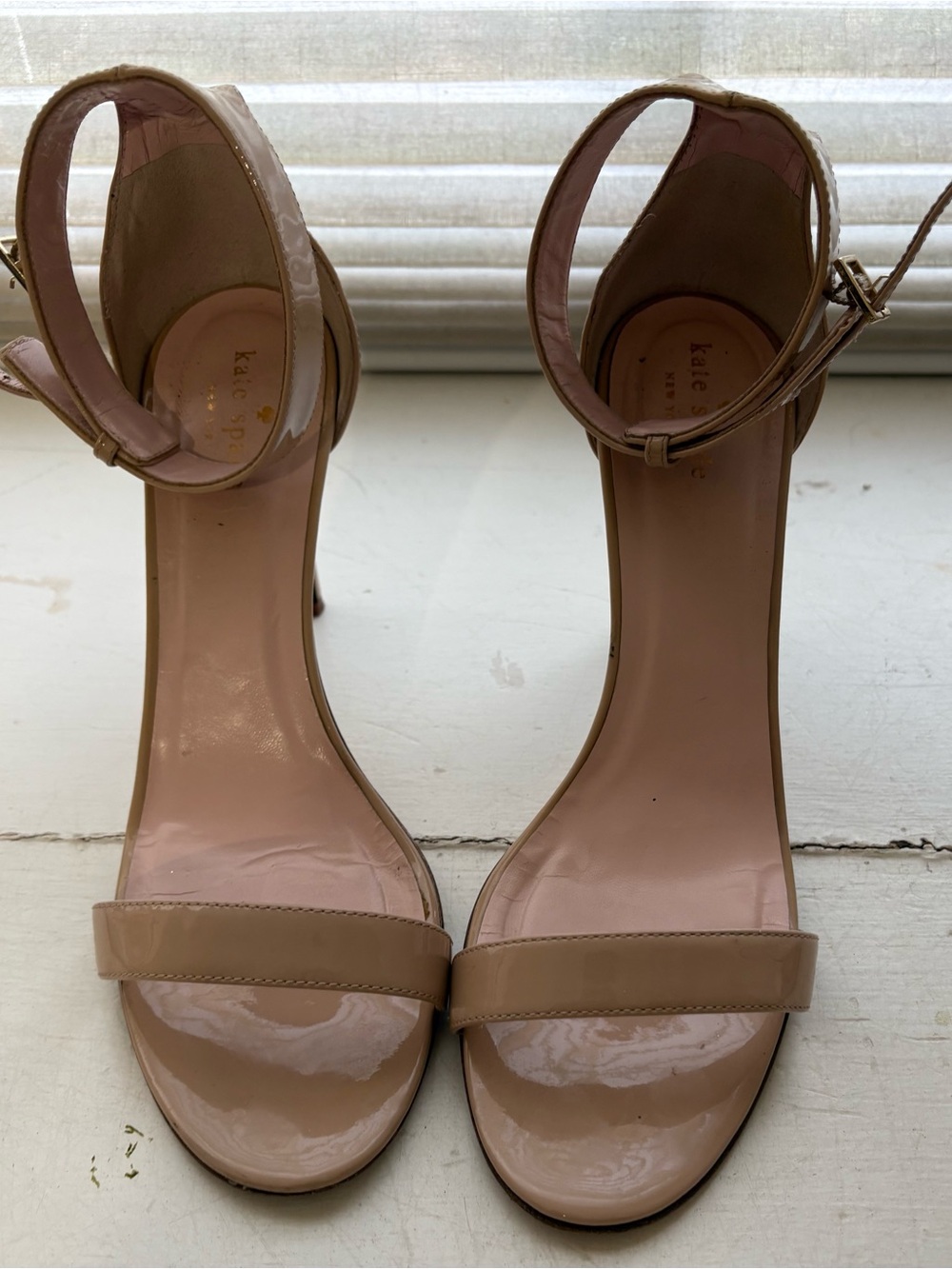 Kate Spade New York Nude Ankle Strap Patent Leather Heels Size 10